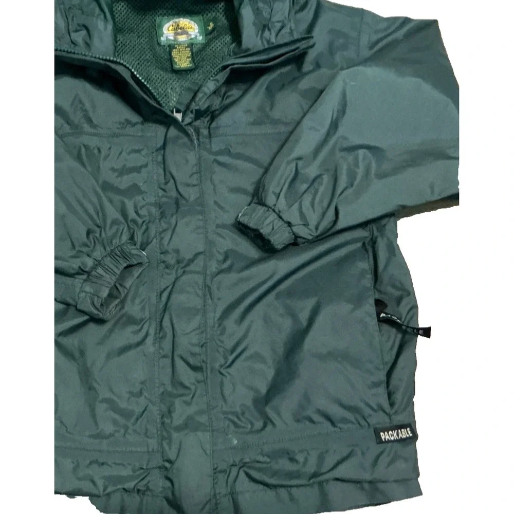 Cabelas Kid Youth Visor Hooded Mesh Lined Lightweight Packable Windbreaker Small